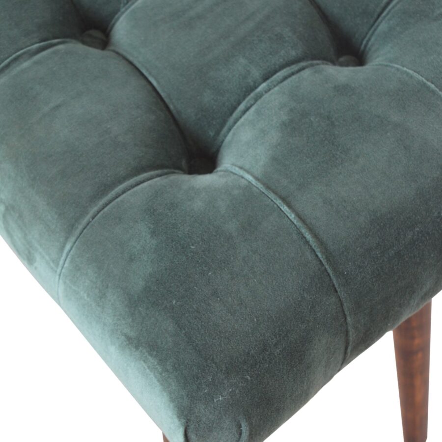 in932 emerald cotton velvet curved bench
