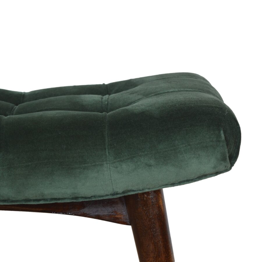 in932 emerald cotton velvet curved bench