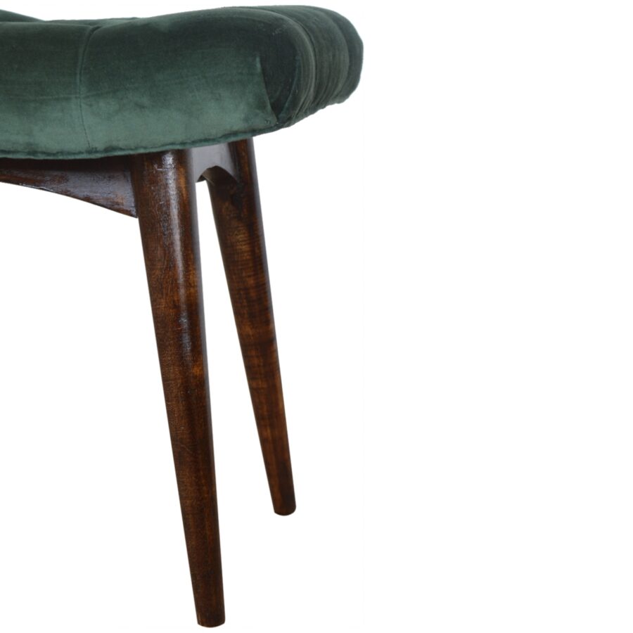 in932 emerald cotton velvet curved bench