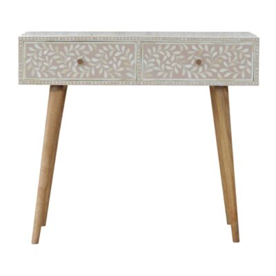 table console in961 taupe clair avec incrustation d'os floral