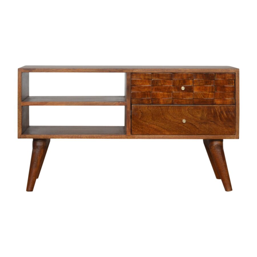 in993 tile carved chestnut tv unit