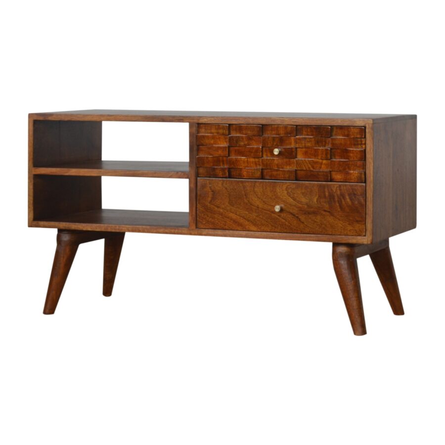 in993 tile carved chestnut tv unit