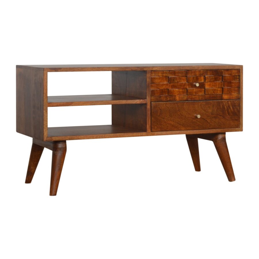 in993 tile carved chestnut tv unit