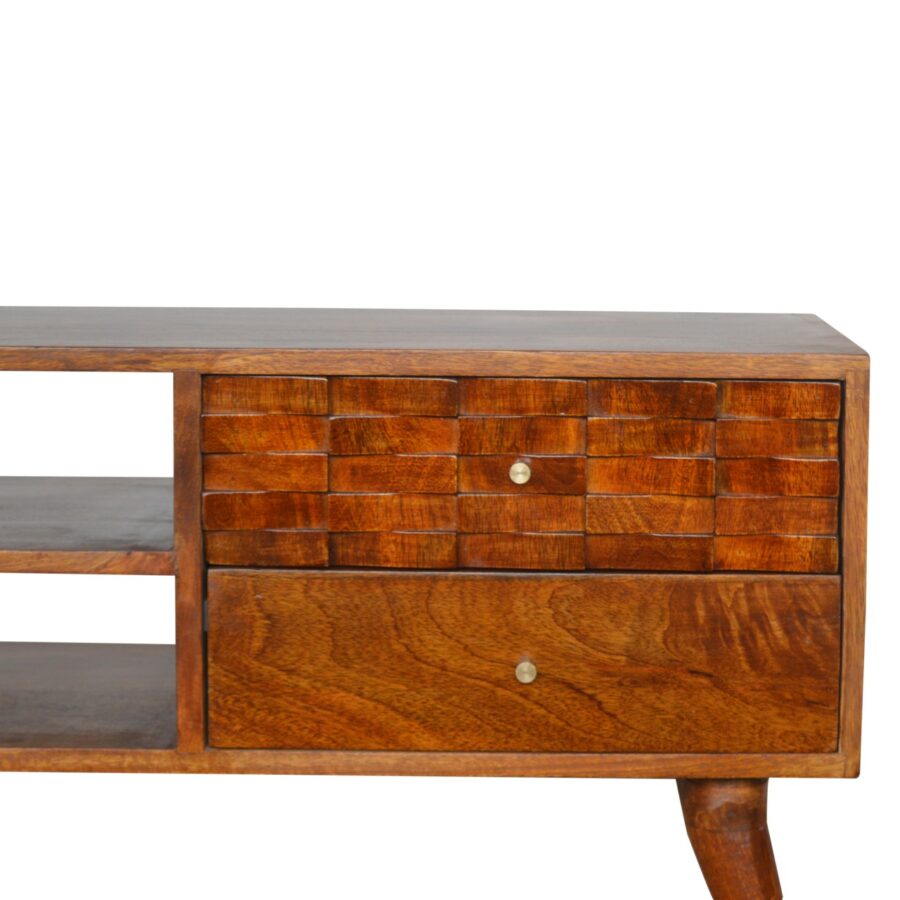 in993 tile carved chestnut tv unit