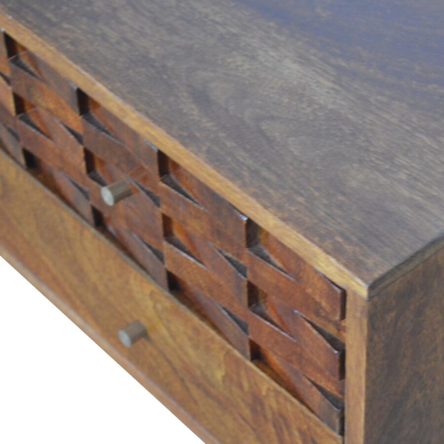 in993 tile carved chestnut tv unit