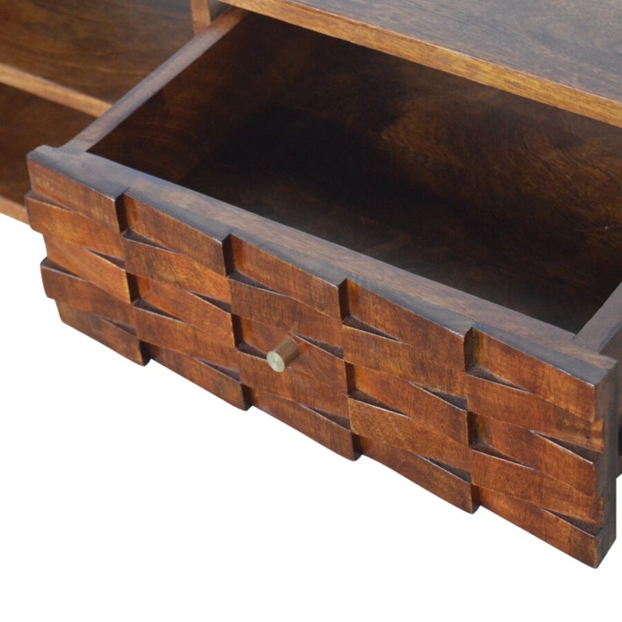 in993 tile carved chestnut tv unit