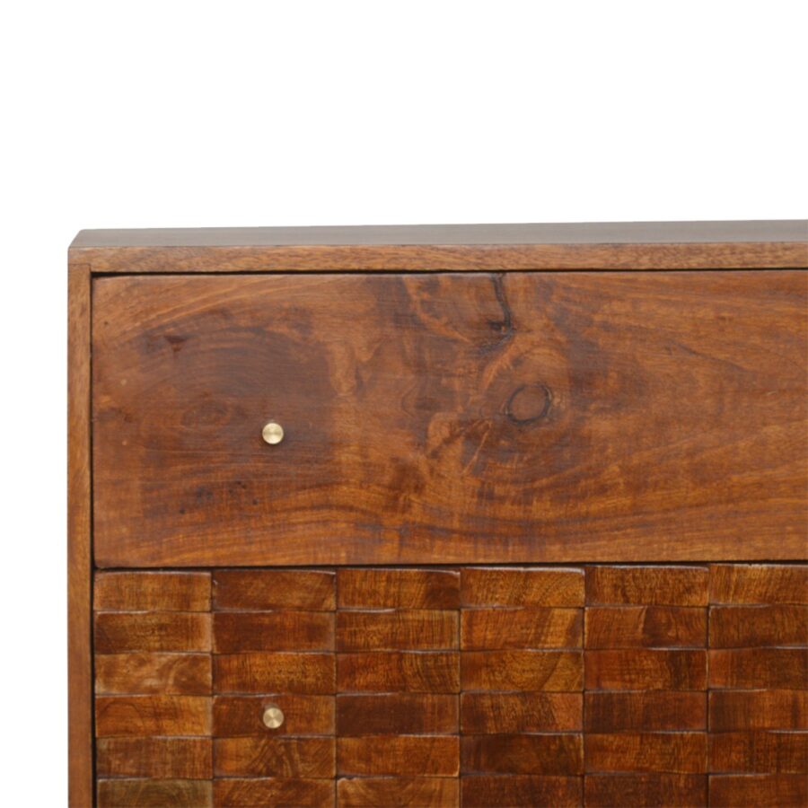 in994 tile carved chestnut chest