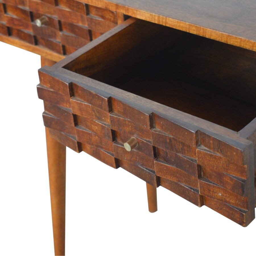 in996 tile carved chestnut console table