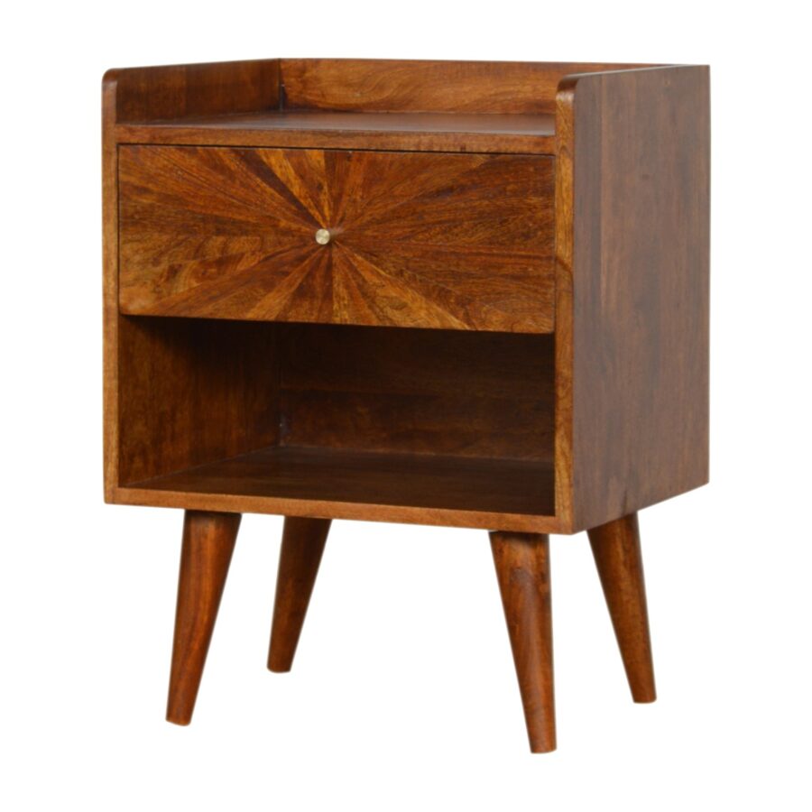 in997 sunrise patterned chestnut bedside