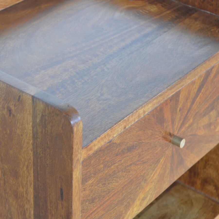 in997 sunrise patterned chestnut bedside