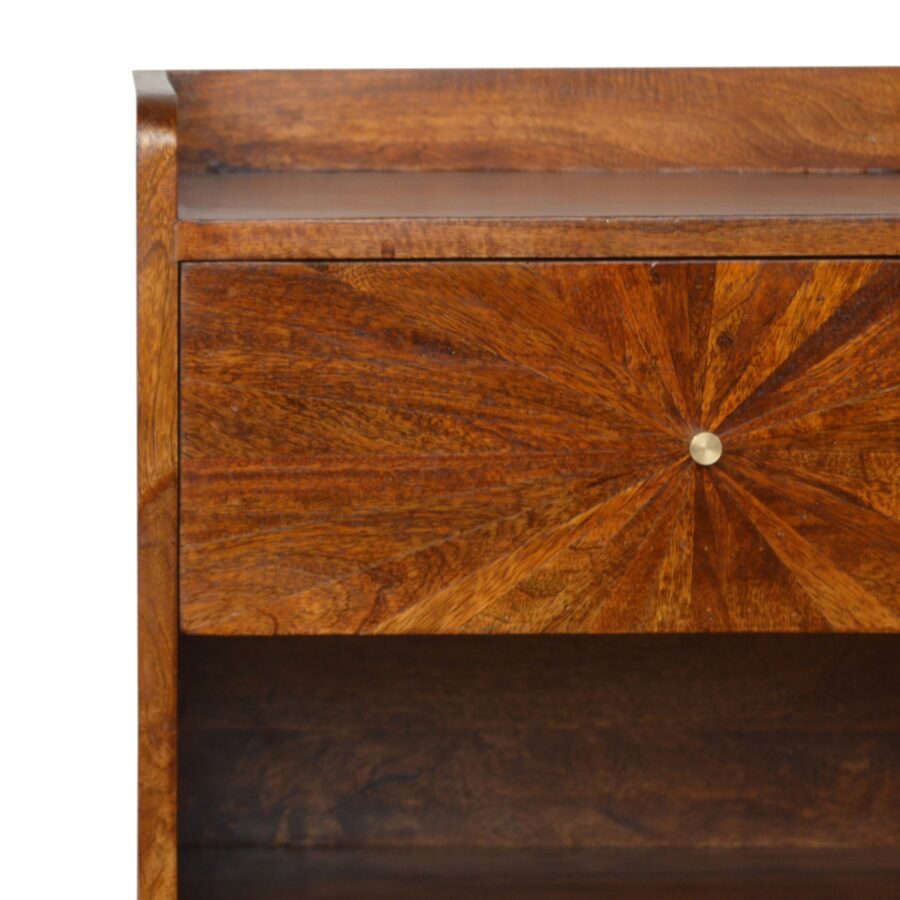 in997 sunrise patterned chestnut bedside