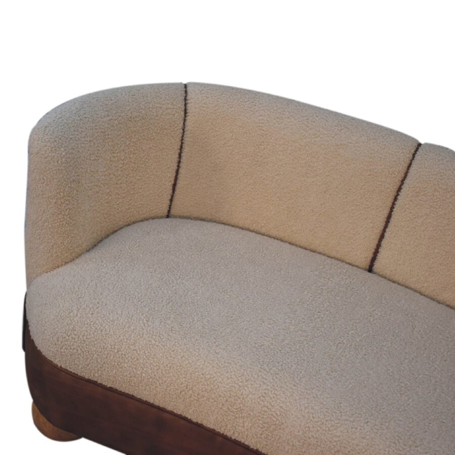 in3487 Kleines Sofa aus cremefarbenem Bouclé-Büffelleder