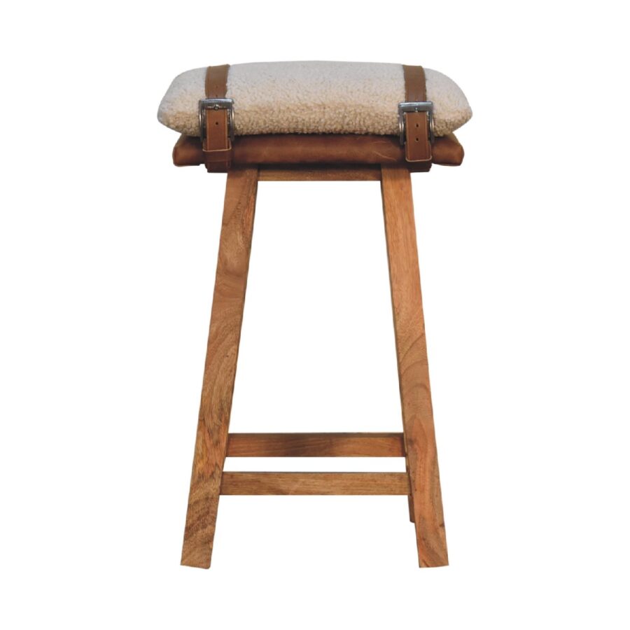 in3490 krémová barová židle s řemínkem z buvolí kůže
