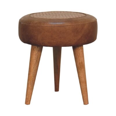 in3491 seagrass buffalo hide round nordic footstool