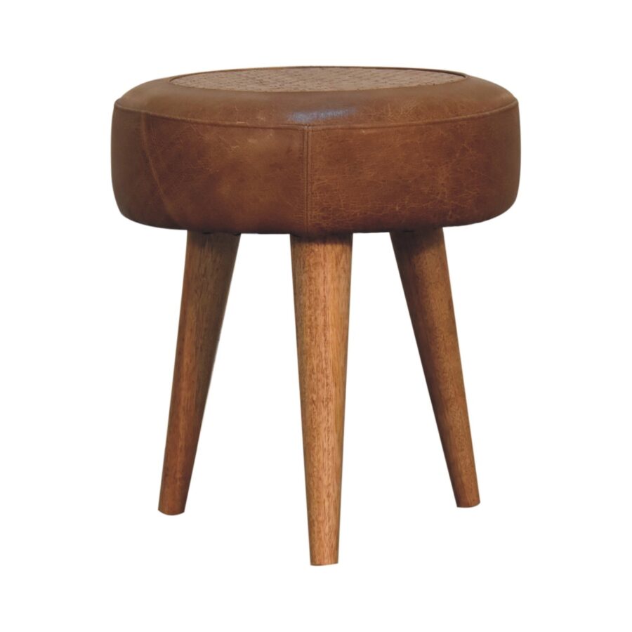 in3491 seagrass buffalo hide round nordic footstool