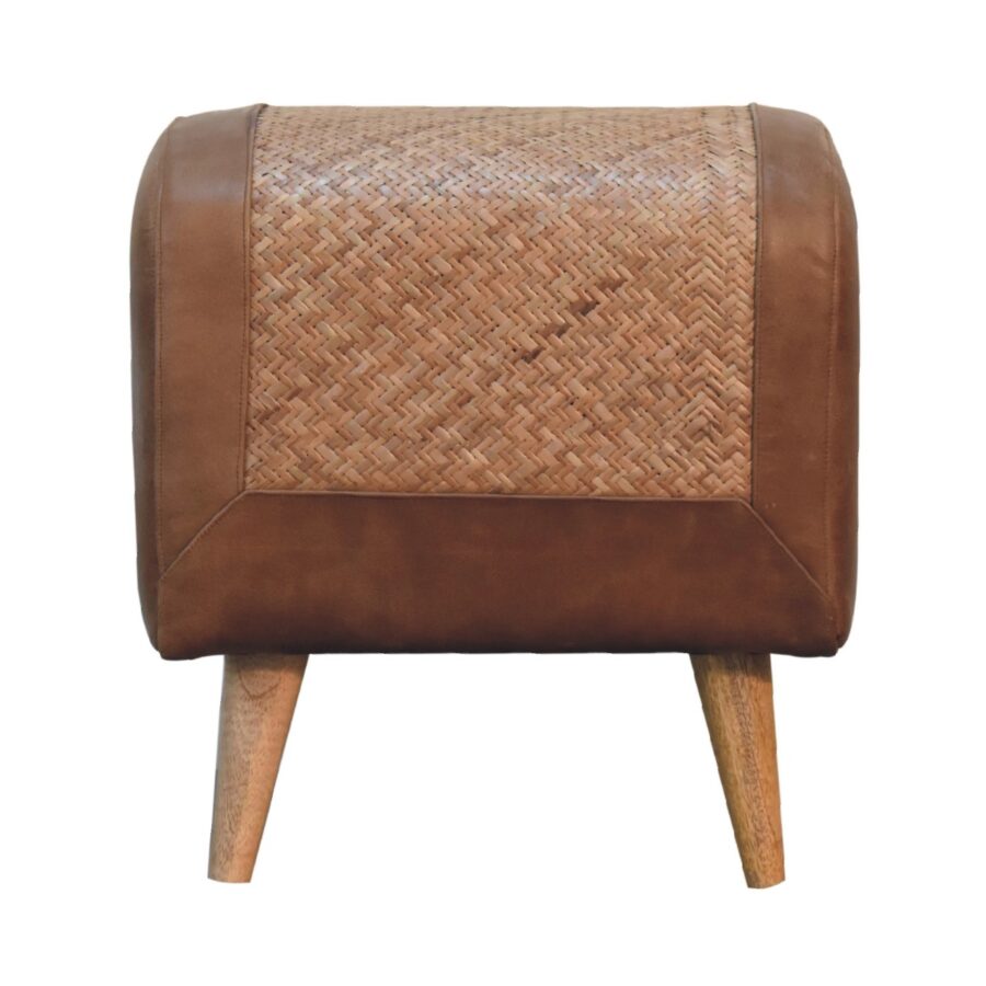 in3492 seagrass buffalo hide square nordic footstool