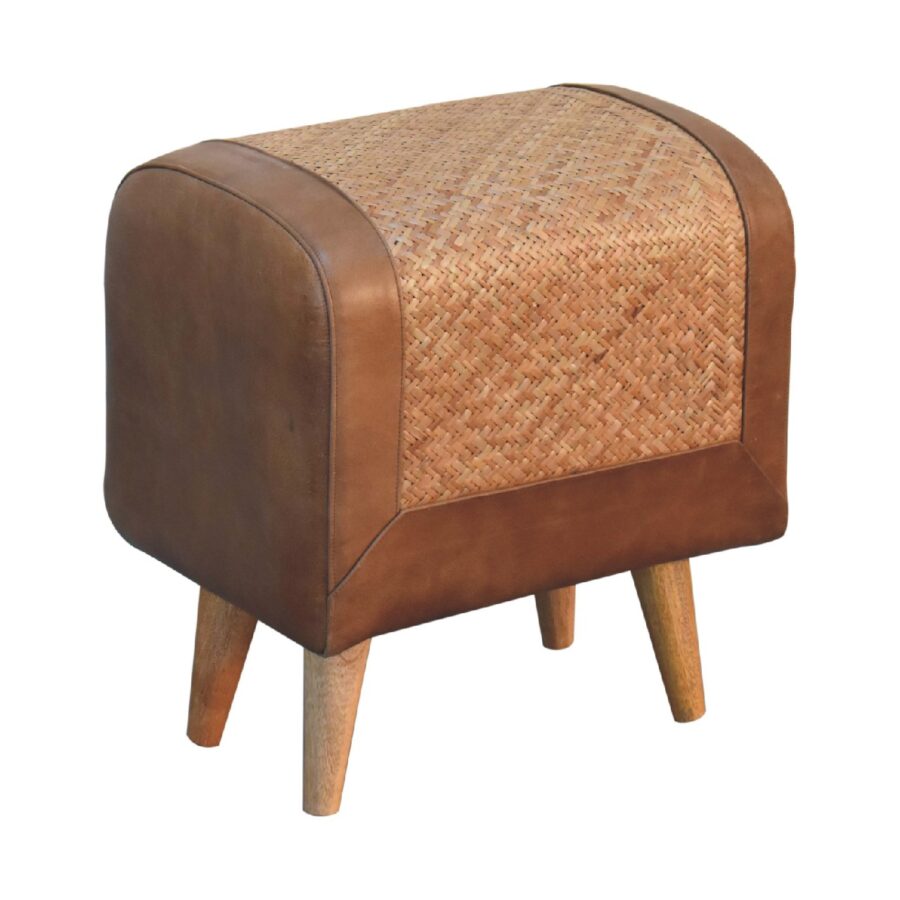 in3492 seagrass buffalo hide square nordic footstool
