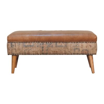 banc durrie en cuir de buffle beige in3495