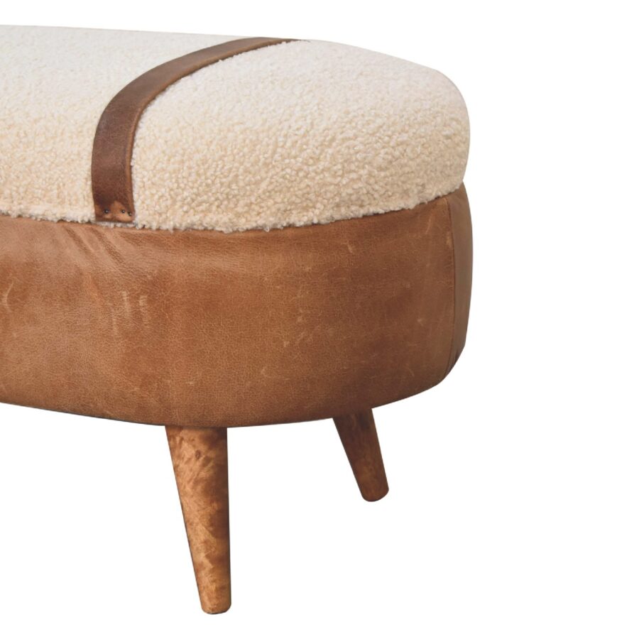 in3496 tan bufallo leather boucle nordic bench