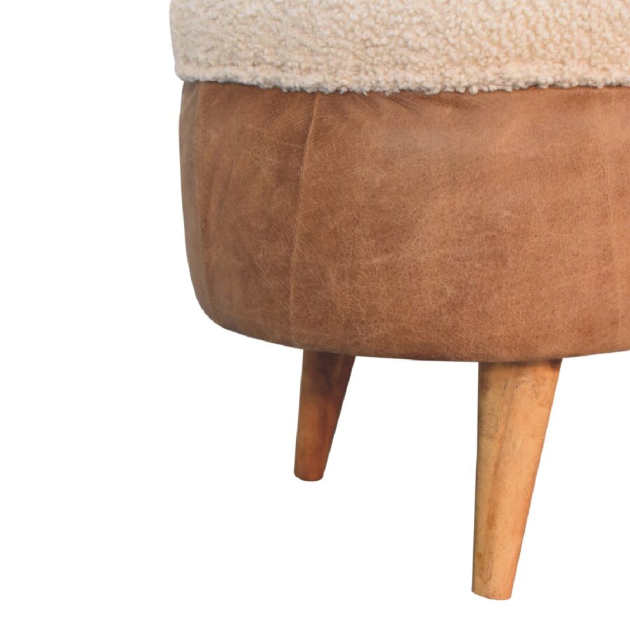 in3496 tan bufallo leather boucle nordic bench