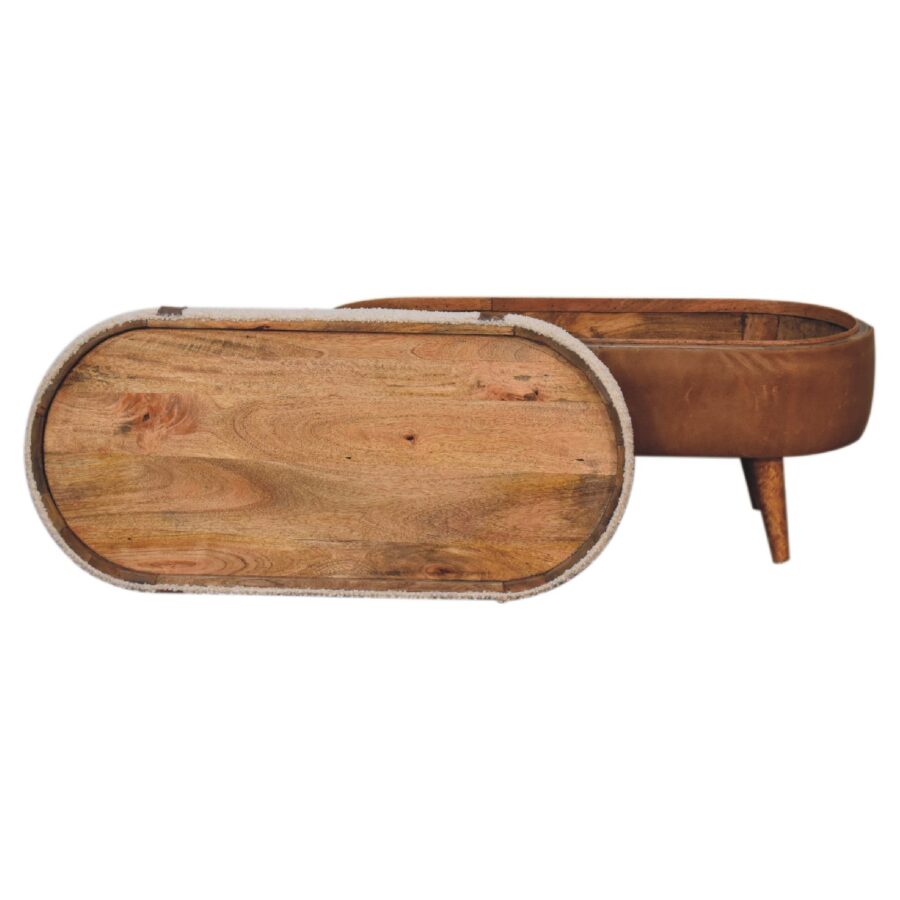 in3496 tan bufallo leather boucle nordic bench