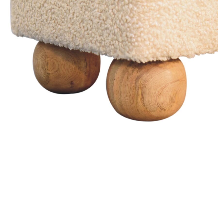 in3498 tan buffalo leather boucle footstool with ball feet