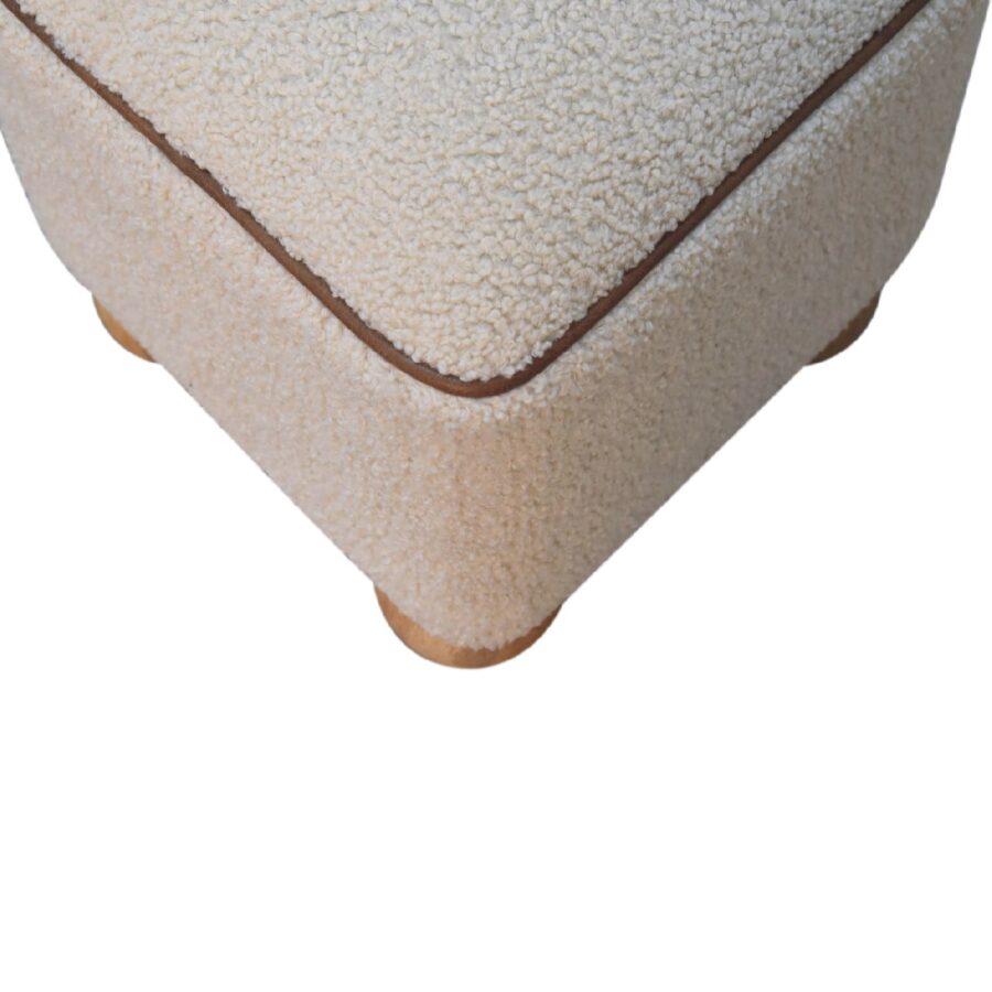 in3500 boucle cream buffalo piping footstool with ball feet