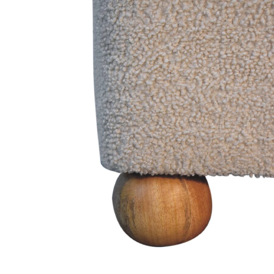 in3500 boucle cream buffalo piping footstool with ball feet
