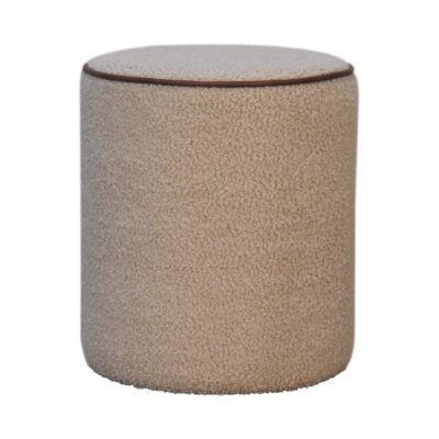 in3501 cream boucle round buffalo piping footstool