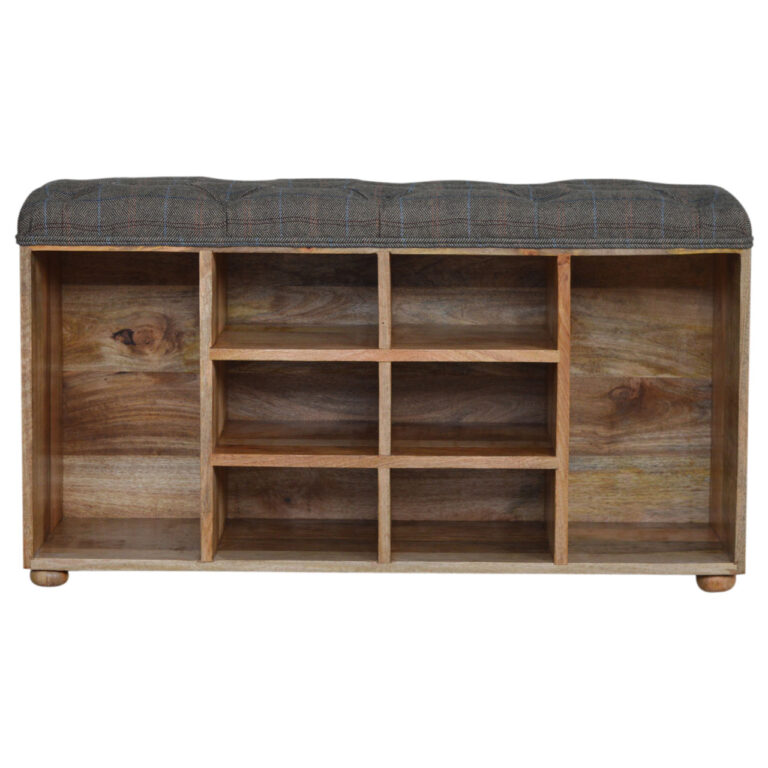 multi tweed 6 slot shoe storage bench