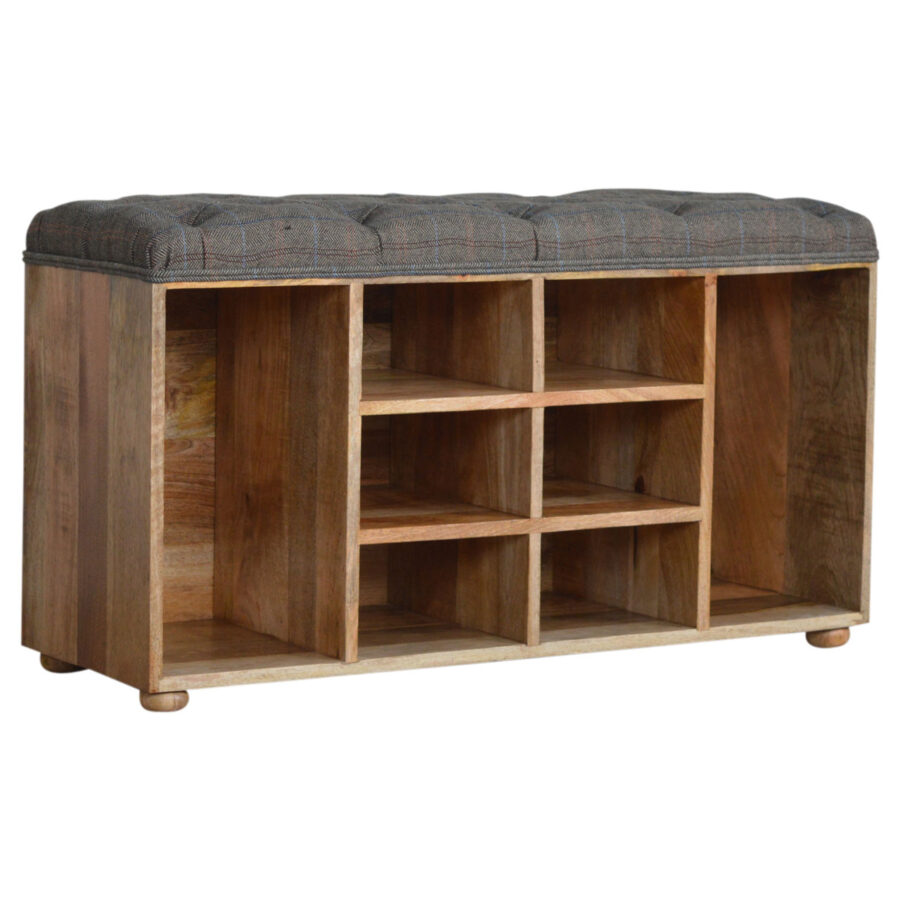 multi tweed 6 slot shoe storage bench