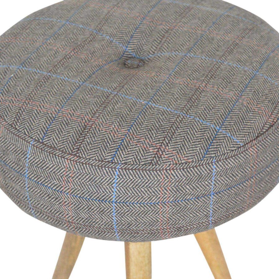 tripod stool with tweed seat pad