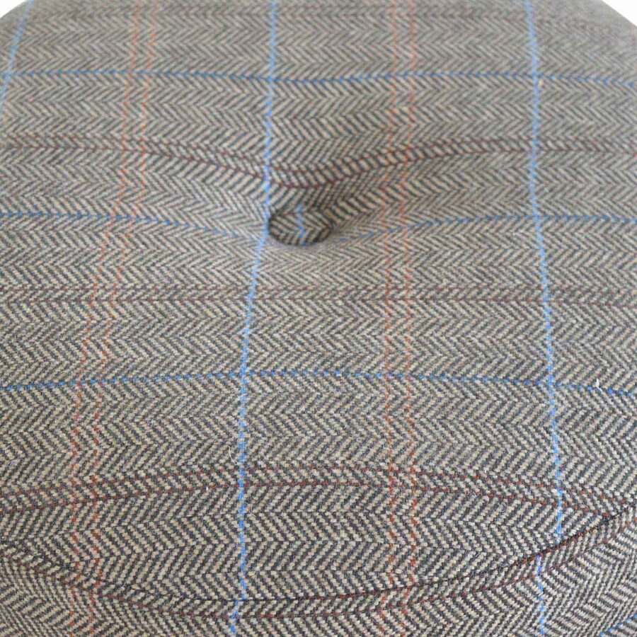 tripod stool with tweed seat pad