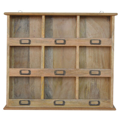 wall mounted storage unit with 9 slots