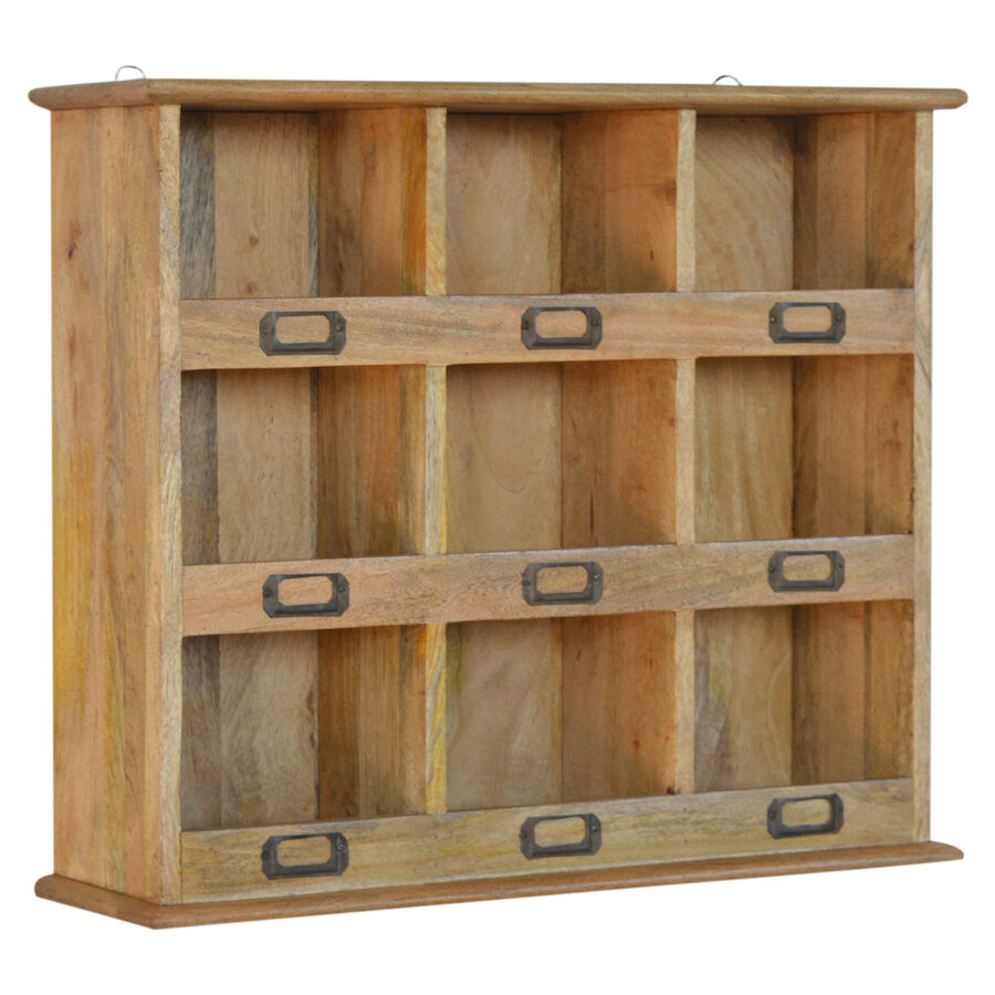 wall mounted storage unit with 9 slots