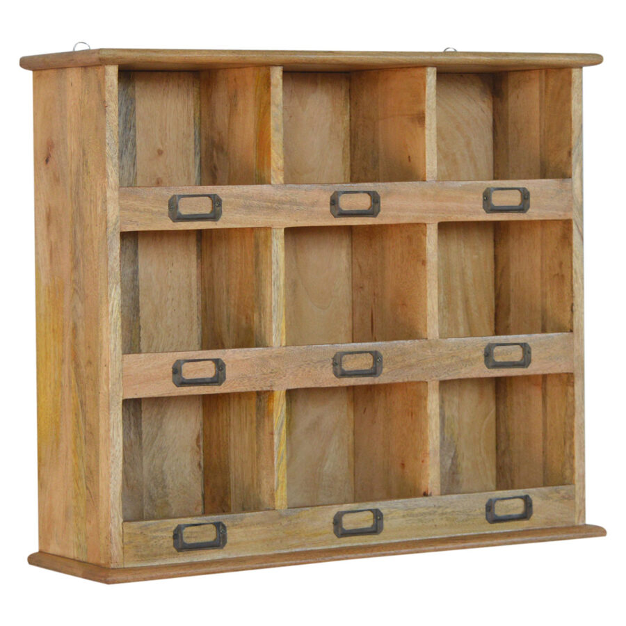 wall mounted storage unit with 9 slots