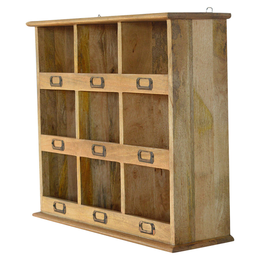 wall mounted storage unit with 9 slots