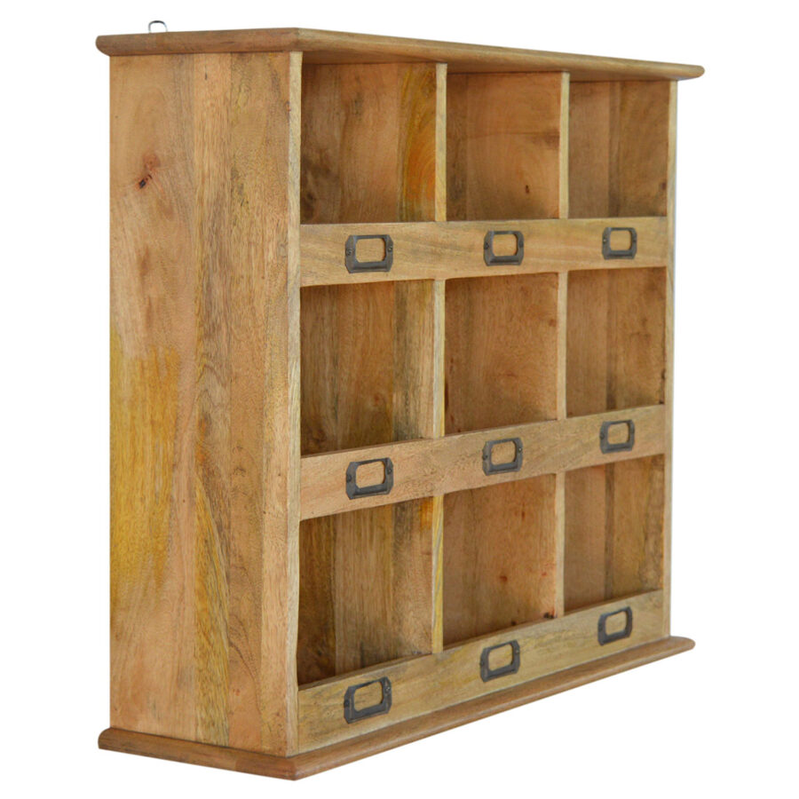 wall mounted storage unit with 9 slots