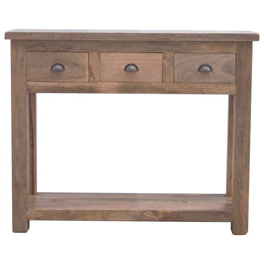 solid wood hallway console table with 3 drawers