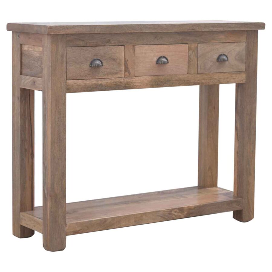 solid wood hallway console table with 3 drawers