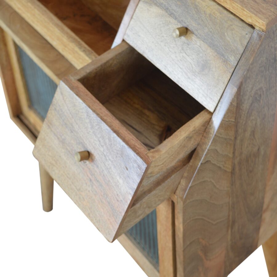 in1048 multi drawer glass bedside