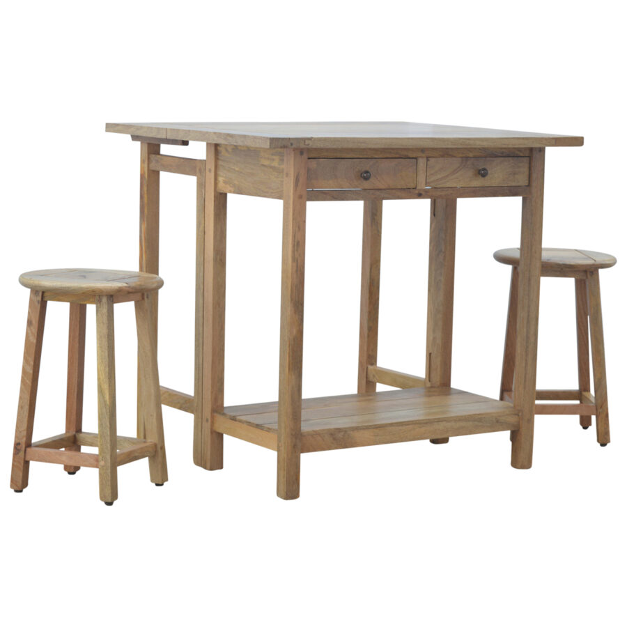 breakfast table with 2 stools