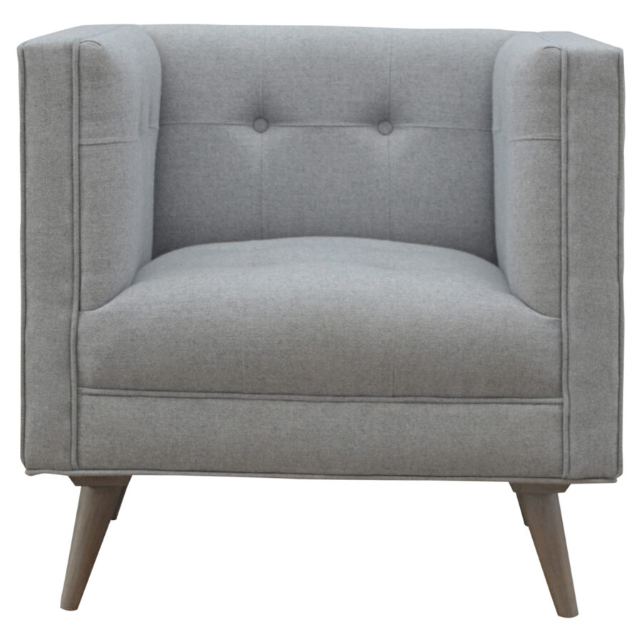 sillón de tweed gris