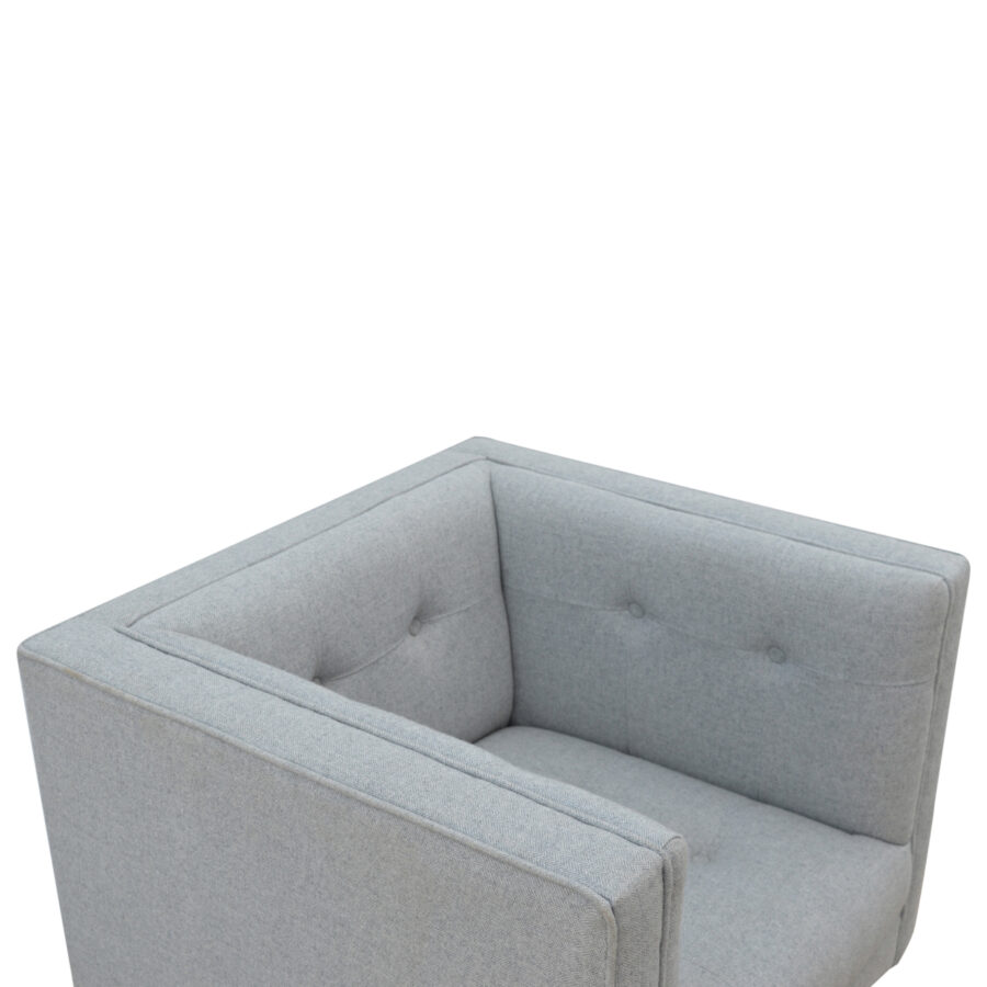 grey tweed armchair