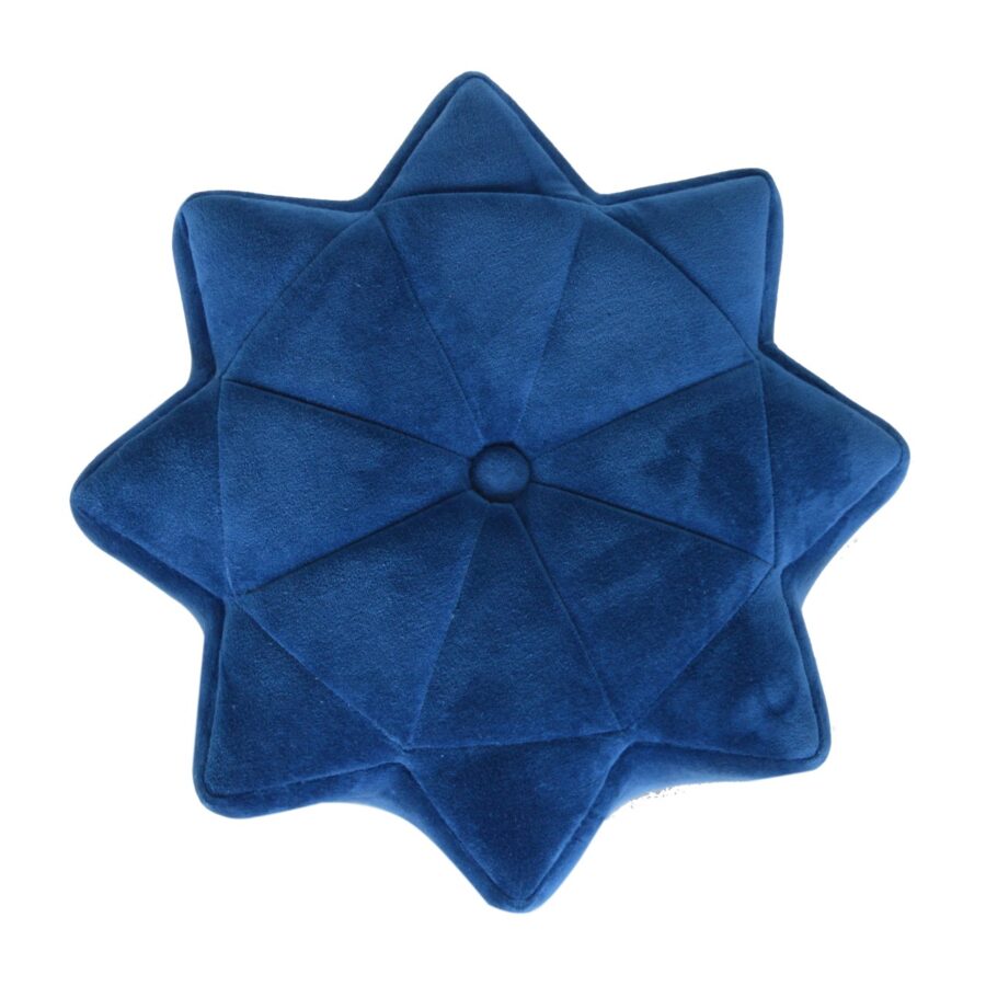 in1342 blue velvet star footstool