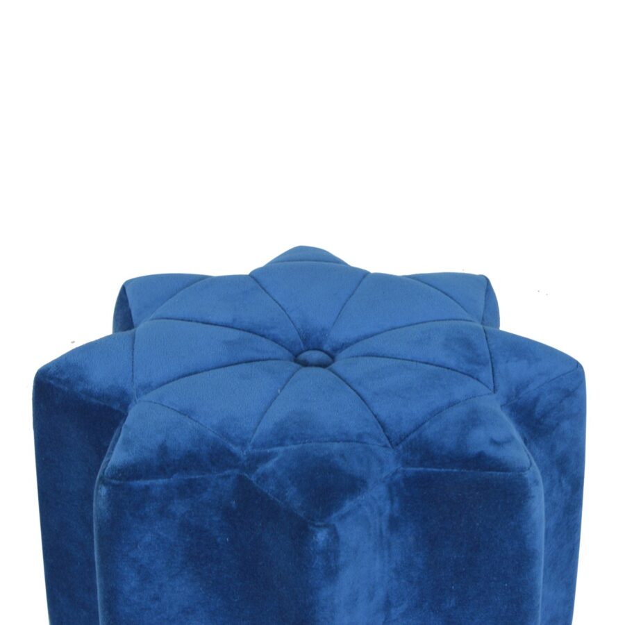 in1342 blue velvet star footstool