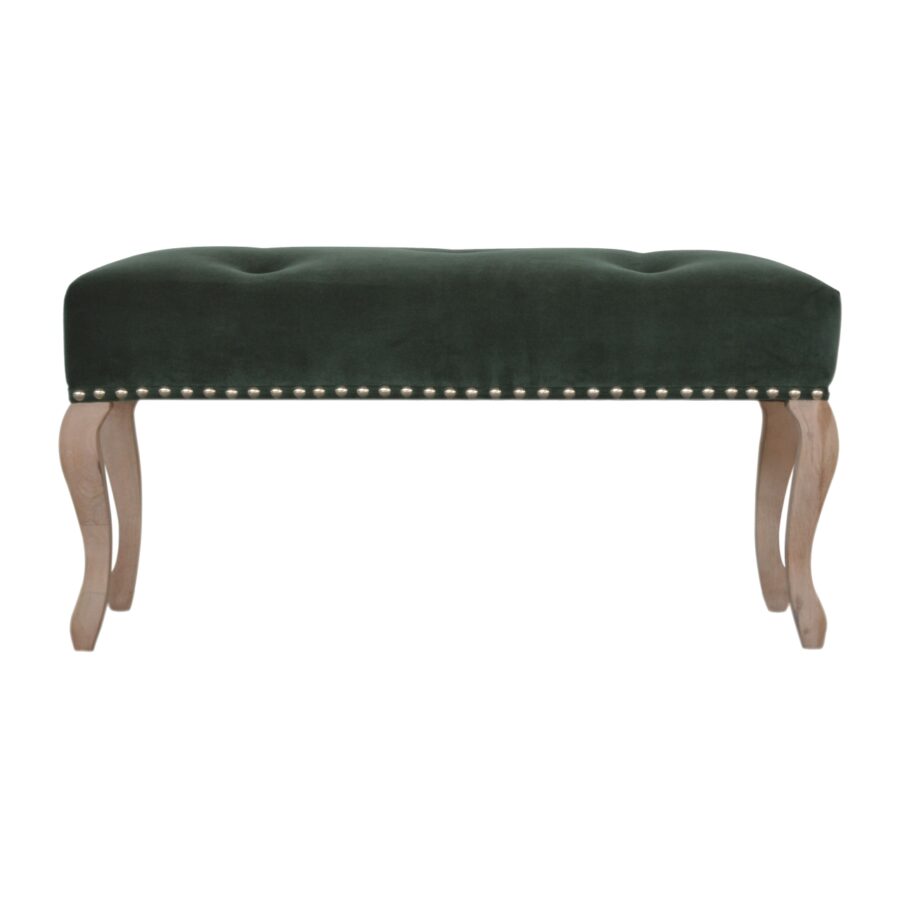 in1391 french style emerald velvet bench