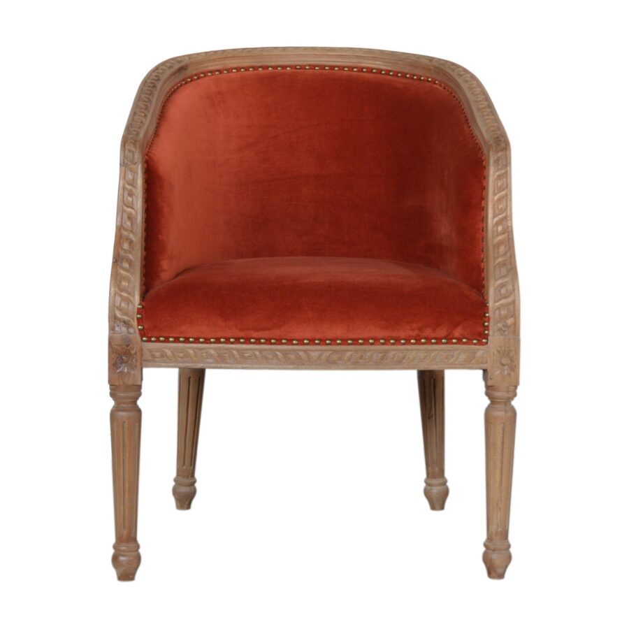 in1401 rust velvet occasional chair