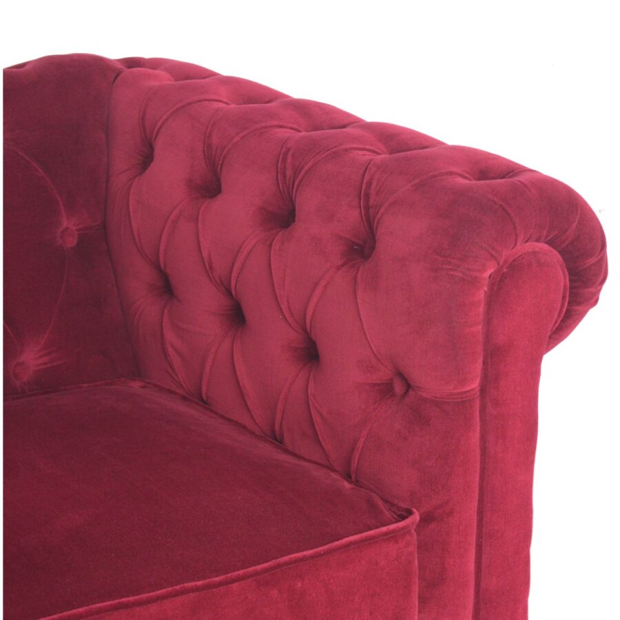 in1409 aksamitny fotel Chesterfield w kolorze wina czerwonego