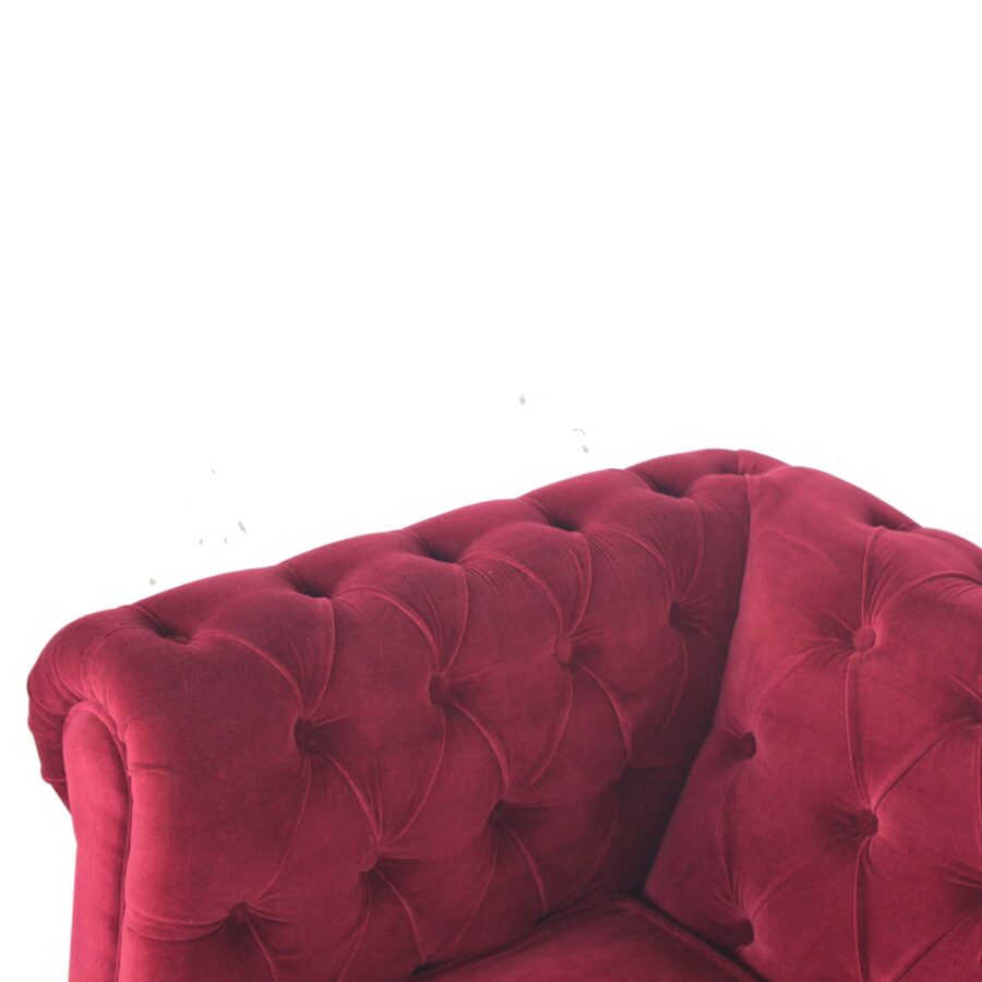 fauteuil chesterfield en velours rouge vin in1409